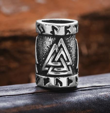 Beard rings: valknut beard ring -silver